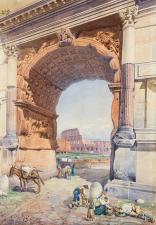 Dipinto: Sosta all'ombra dell'Arco di Tito